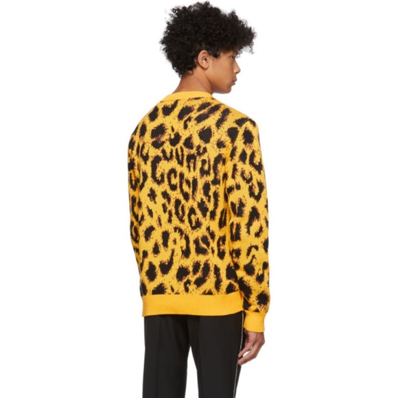 AUTHENTIC new VERSACE Yellow Jacquard Pop Animalier Sweater sz L - Picture 7 of 15